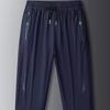 Summer  Jogging Pants Men Casual Pants Ice Silk Thin Solid Color Cropped Pants Fashion Hip Hop Street Sweatpants Loose Trousers