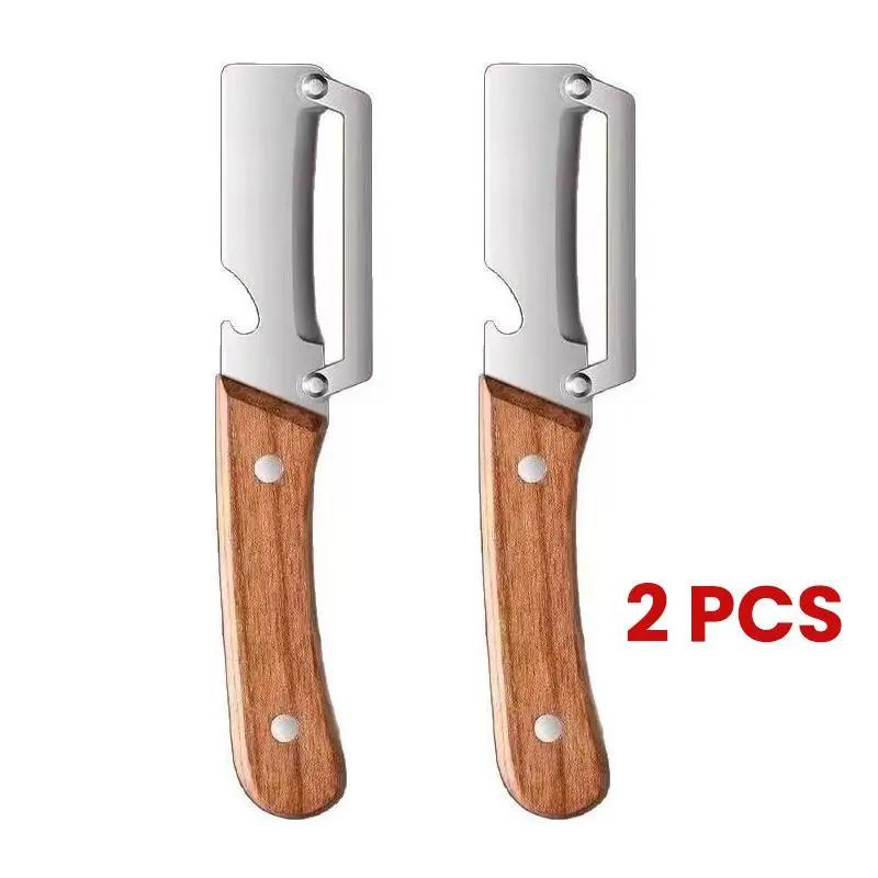 2-Piece Stainless Steel Peeler & Bottle Opener with Wooden Handle