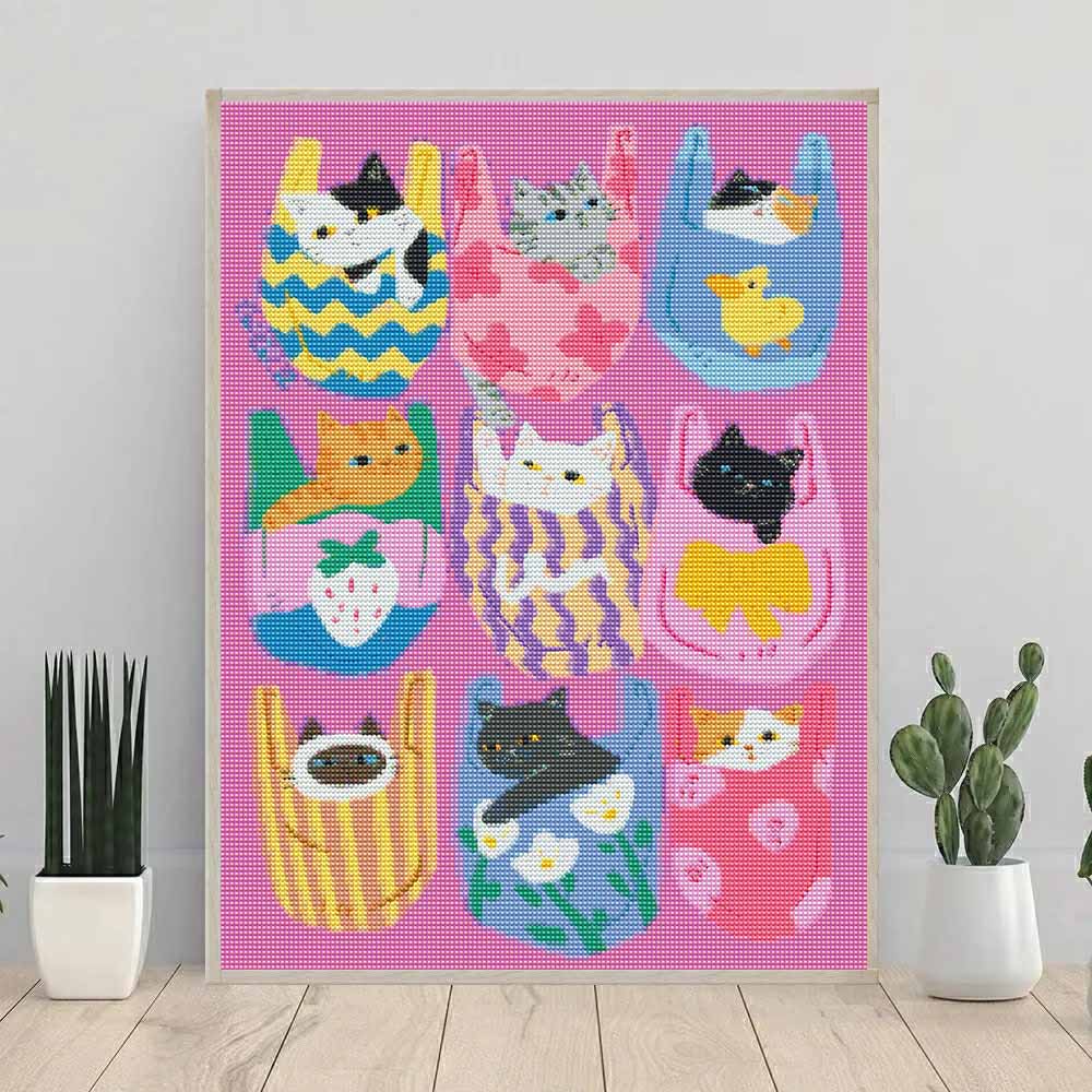 Diamond Painting Kits for Adults CartoonCats Full Round Drill 5D Art Craft Wall Decor for Bedroom Living Room Home Decoration