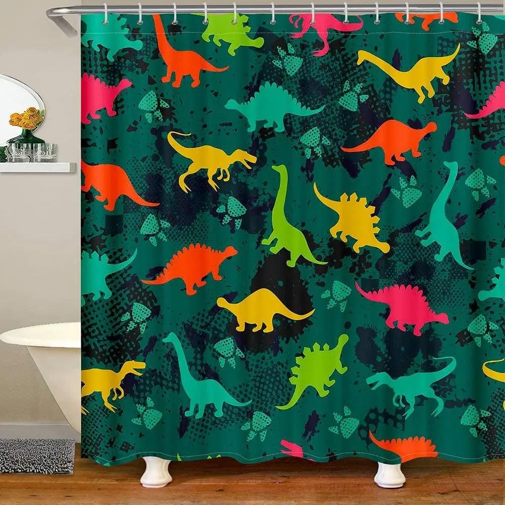 Kid Excavator Shower Curtain Tractor Mechanic Truck Construction Vehicle Boys' Bulldozer Crane Hanging Curtains Bathroom Decor