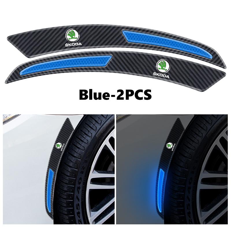 cycr3 For Skoda Carbon Fiber Car Wheel Eyebrow Fender Sticker Reflective Strips Warning Protector Strip Octavia Superb RAPID FABIA