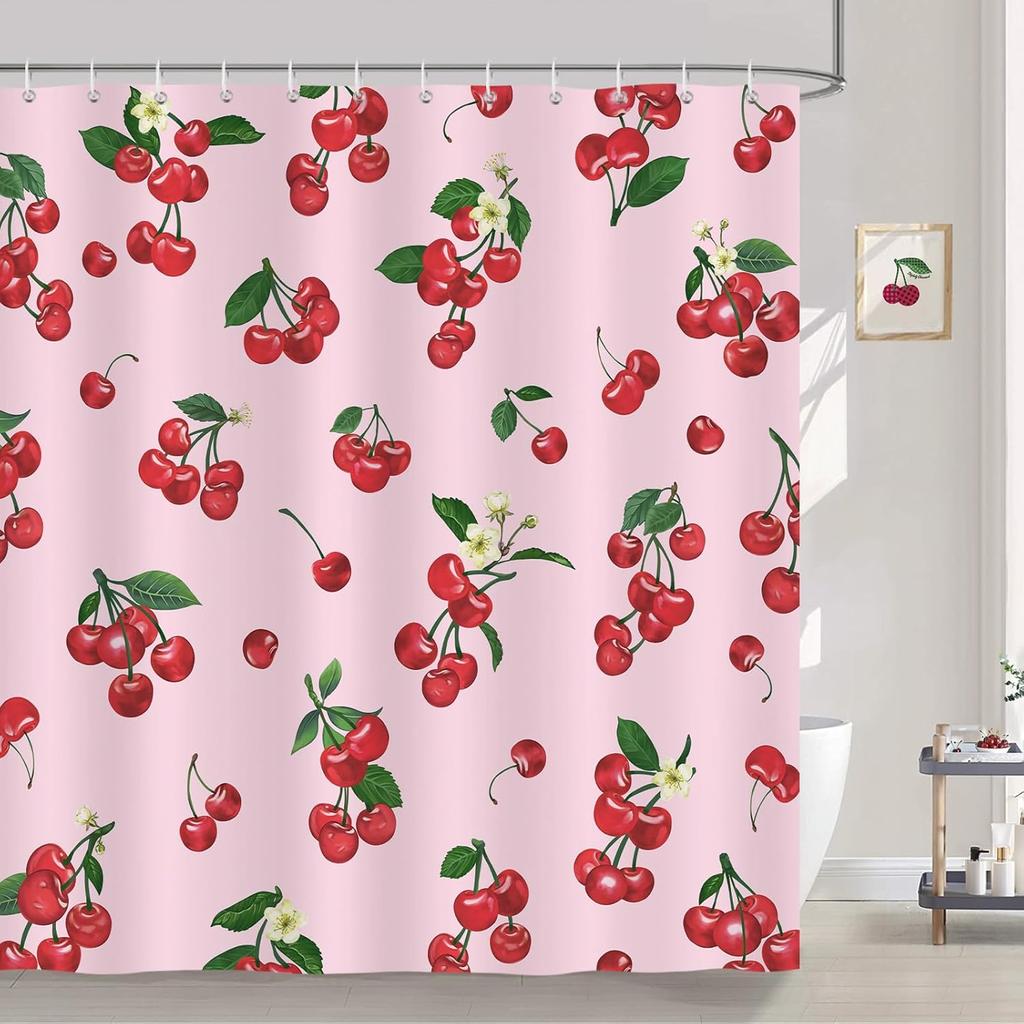 Zitronen Duschvorhang, Allover Frucht Grüne Blätter Badezimmer Vorhang Polyester Stoff Wasserdicht Bad Vorhang