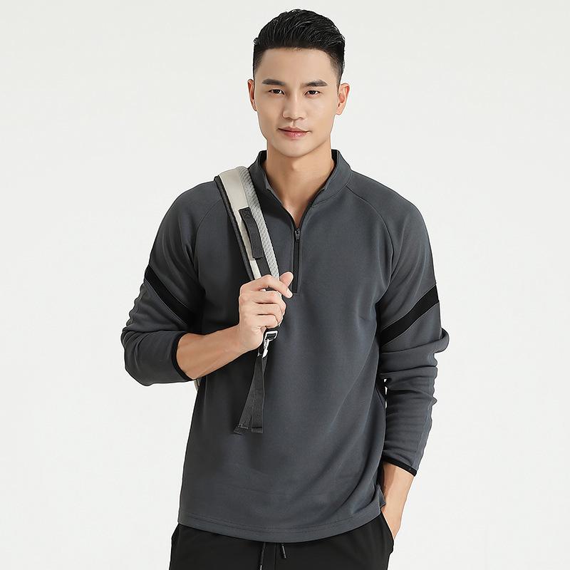 Spring 2024 Men's Half-Zip Long-Sleeve Fitness Sweatshirt for Running and Training