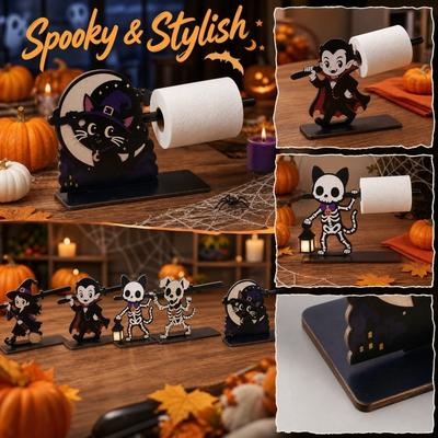 Wooden Holder with Halloween Design for Countertop Decor