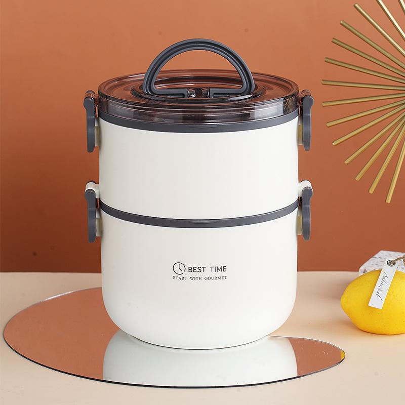 Stainless Steel Insulated Lunch Box for Female Students Cute Large Capacity Fruit Lunch Box with Tableware