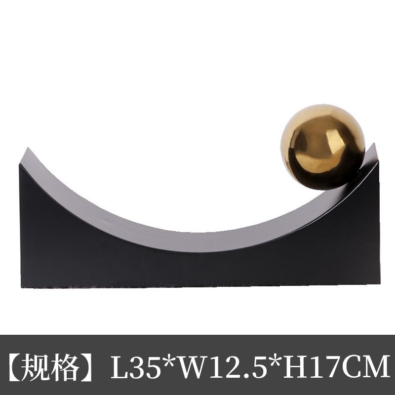 

Geometric Arc and Spherical Ornaments Black Base Alloy Gold Spherical Decoration Accessories Modern Art Aesthetic Decoration