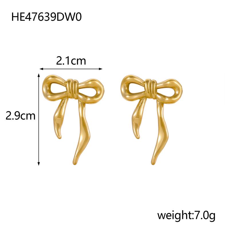 CARLIDANA Fashion Waterproof Stainless Steel Earring Trendy Bow Earrings Gold Plated Butterfly Bow Knot Stud Earrings for Women