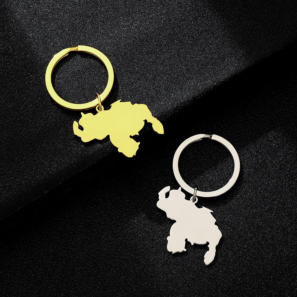 Popular Smooth Venezuela Pendant Keychain for Men & Women - Ethnic Style Stainless Steel Accessory