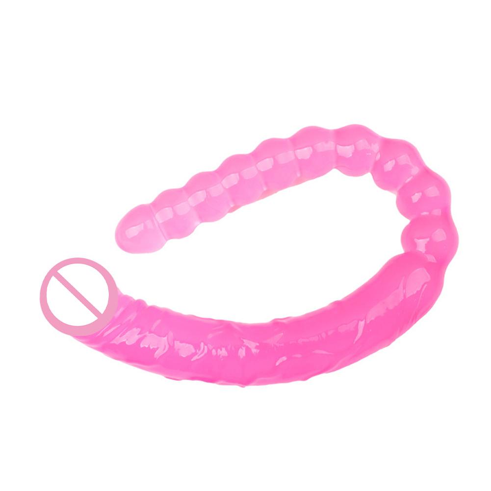 Potreby pre dospelých Sexuálna hračka Obojstranná realistická dildo Flexibilné gélové dildá Penis zadok Análny zadok Zástrčka Masážny prístroj Stimulácia G-bodu