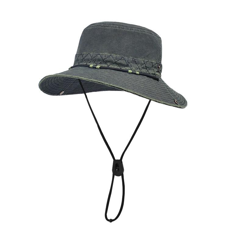 British retro mountaineering cowboy hat men's spring and summer outdoor sunscreen sun hat children washed old big-brimmed bucket hat
