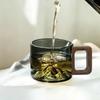 100ml High-borosilicate glass high-temperature resistant tea cup household wooden handle mountain cup tea