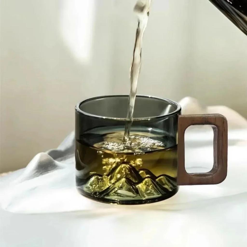 100ml High-borosilicate glass high-temperature resistant tea cup household wooden handle mountain cup tea
