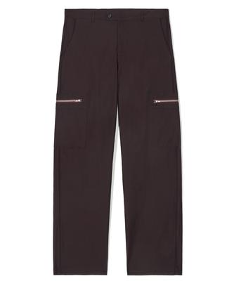 PARTIMENTO Piping Zipper Wide Cargo Pants Burgundy