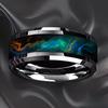8mm Red White Stone Grain Stainless Steel Ring, Cool Promise Wedding Band for Men & Women, Comfort Fit, Wedding Band Jewelry
