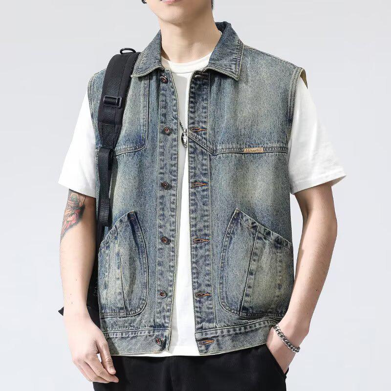 Men's Retro Denim Workwear Vest - Spring/Autumn 2025 Collection, New Loose Fit Gilet
