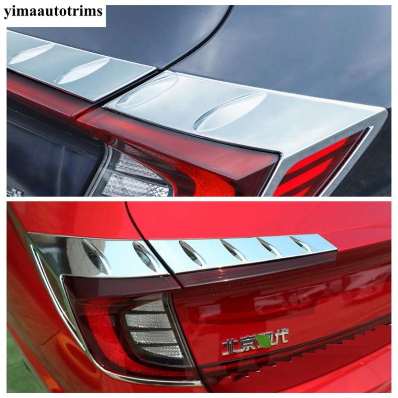 2PCS Car Rear Tail Light Lamp Eyelid Eyebrow Strip Cover Trim For Hyundai Sonata DN8  -  ABS Chrome Exterior Accessories