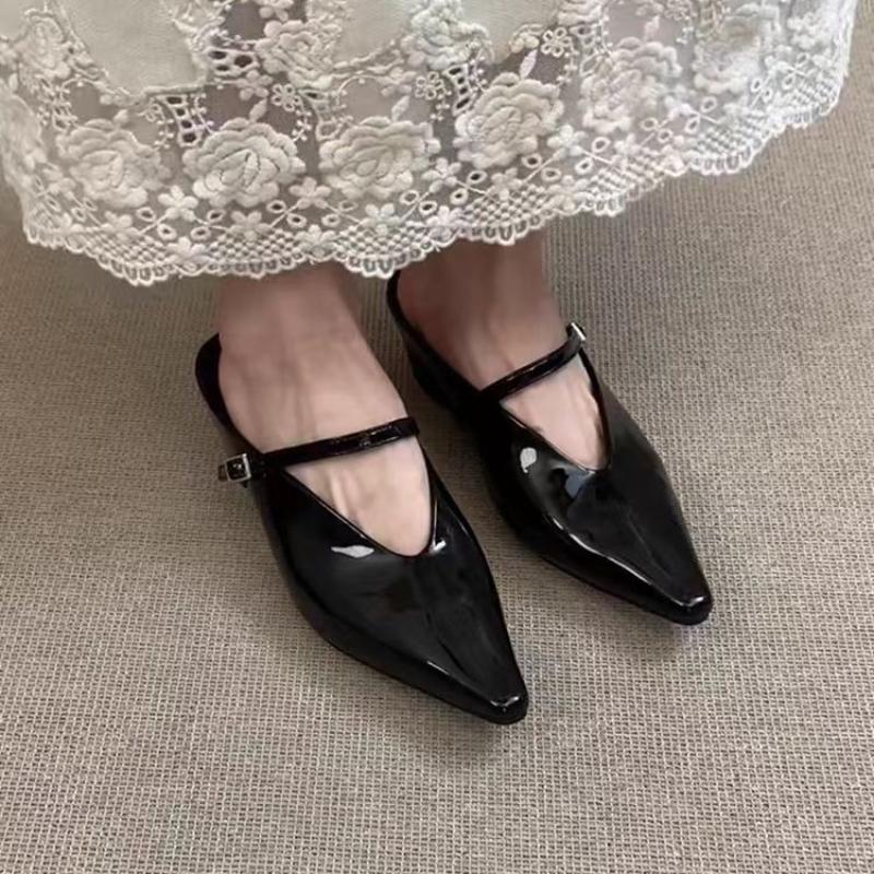 Fashion Elegant Pointed Toe Women Slippers Fashion Mules Shoes Heeled Sandals 2025 Designer Slides Summer New Luxury Flip Flops Mujer