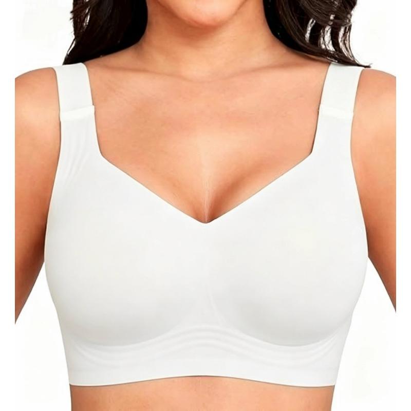 Womens Plus Size Seamless Wireless Bra With Removable Pads For Large Breast