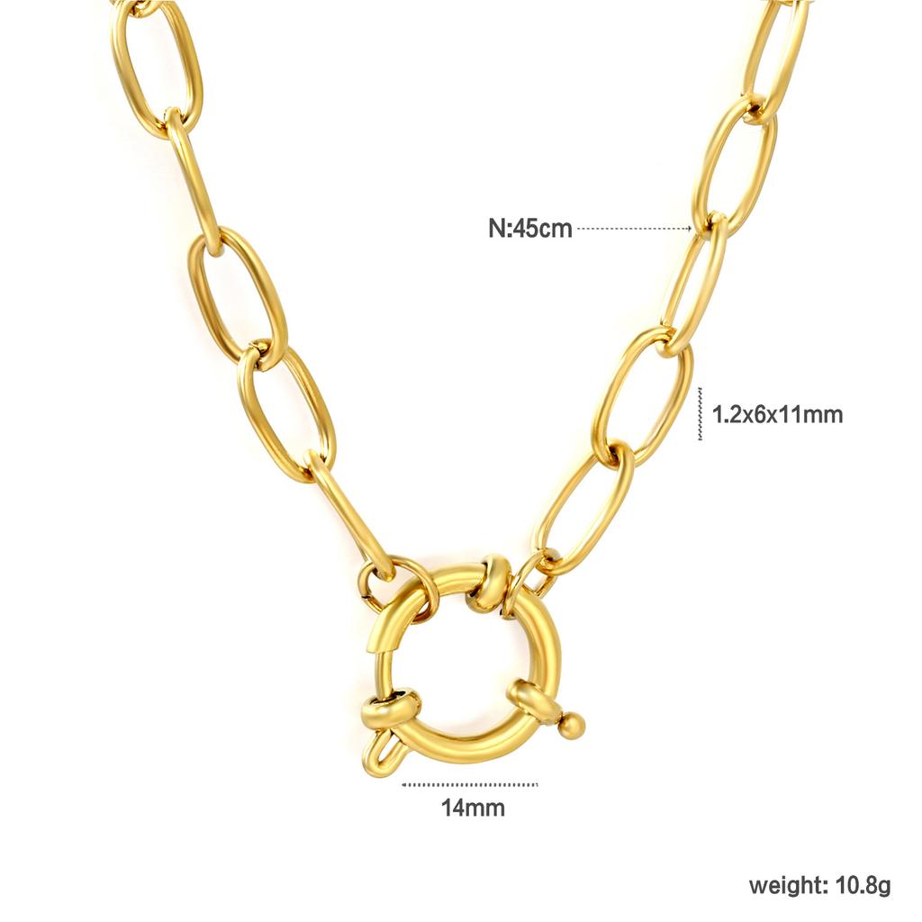 Personalized Hip Hop Necklace Stainless Steel Simple Versatile Spring Buckle Clavicle Chain Chain Clavicle Chain