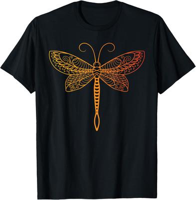 Dragonfly Mandala Graphic Men's Cotton T-Shirt Ornate Insect Casual Short Sleeve Tee