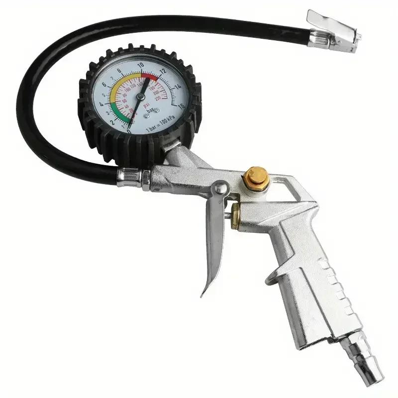 

Tire Pressure Gauge & Inflator Pump - Gun-Type Tool for Car, Motorcycle, SUV with Air Compressor Compatibility (Durable) чорний