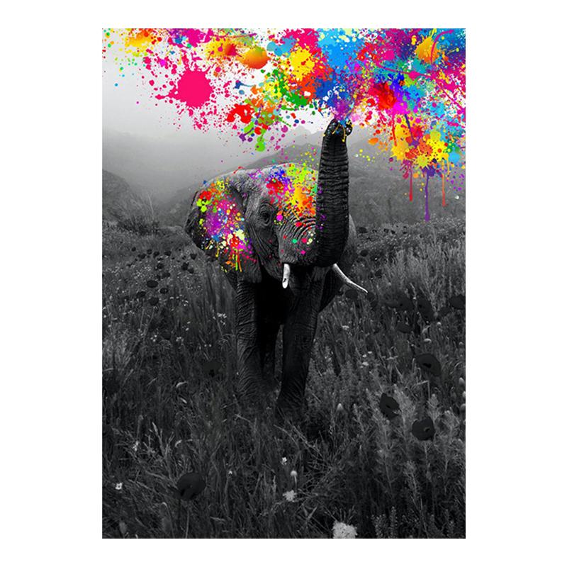 Graffiti-Elefant, der Regenbogen sprüht, Leinwandgemälde, Tierposter und Drucke, moderne Wandkunst für Wohnzimmer, Heimdekoration