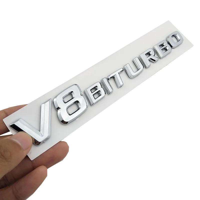 3D ABS Car Sticker V12 V8 BITURBO Logo Emblem Badge Rear Side Car-styling Sticker for Benz AMG BMW VW Mazda Chevrolet Skoda