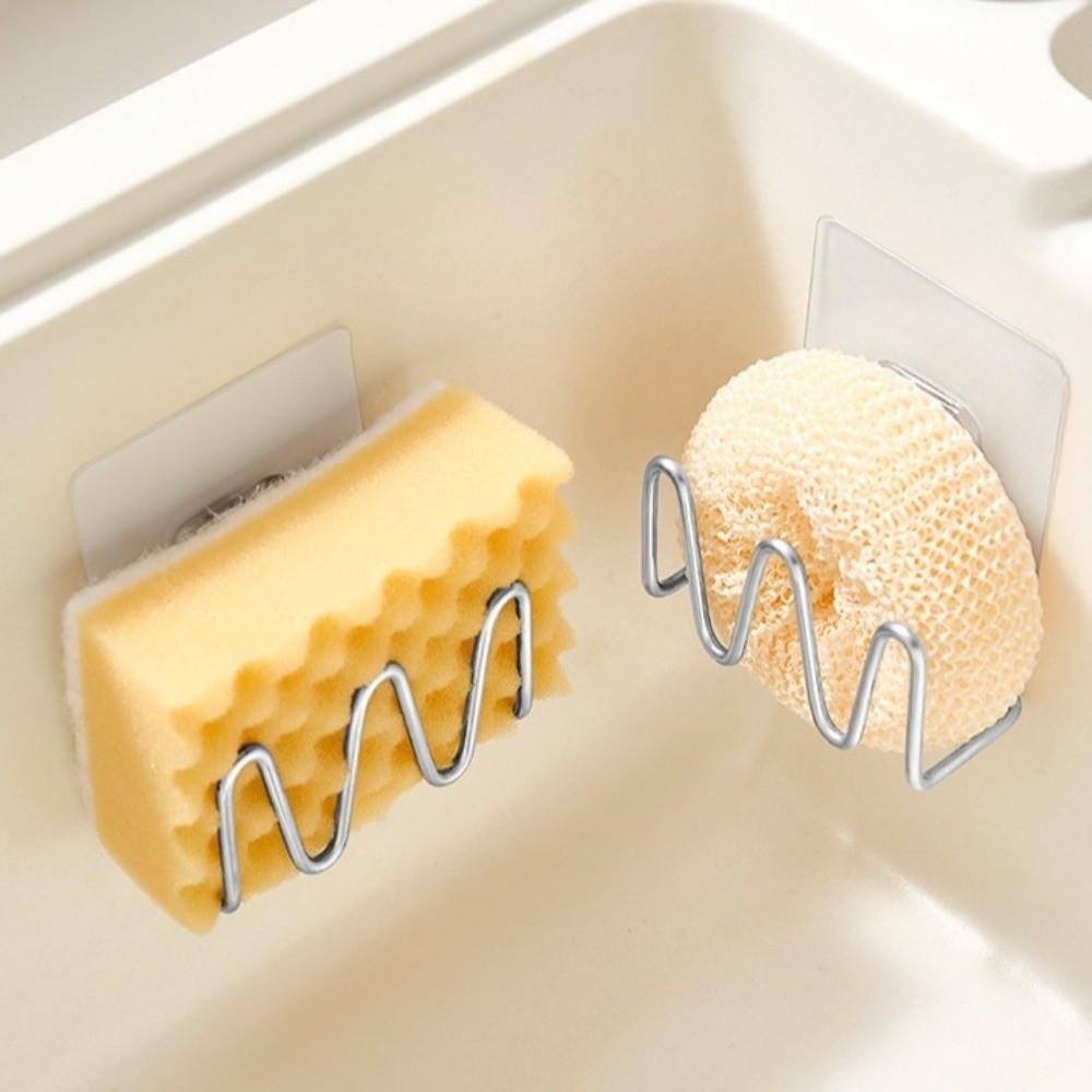 Self Adhesive Sponge Holder Wall Mounted Scrubber Holder New Sponge Drain Rack Basin Organization
