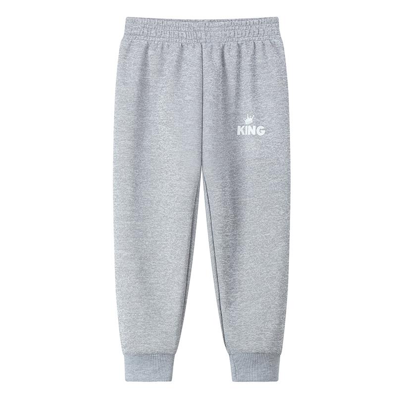 Children's Autumn and Winter Pure Color Simple KING Letter Printed Harem Pants for Boys and Girls Leisure Sports Joker Pants