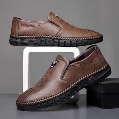New Men's Shoes Men's Business Shoes Leather Shoes Men's Leather Soft Bottom Middle-aged Low Top Casual Shoes
