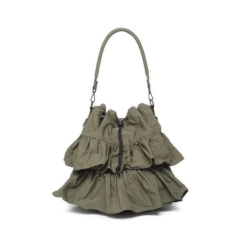 

[Guscio Italy] frills 2WAY tote bag purse casual outfit lightweight crossbody bag sub bag ladies fashion italy 12-1134 (khaki)