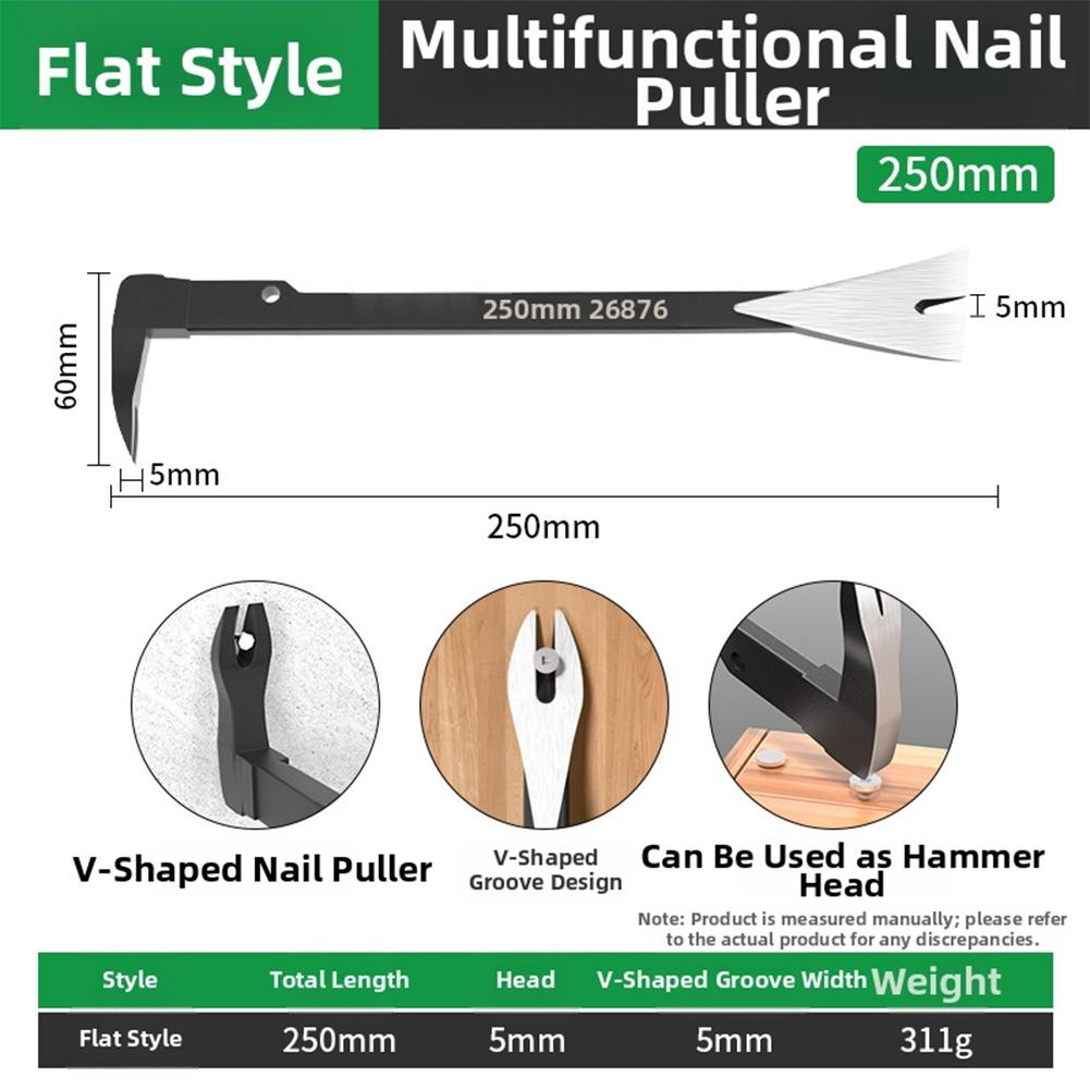 Heavy Duty 3in1 Multifunctional Nail Remover Crowbar Hammer Tool with Enhanced Load Capacity and V Groove for Various Nail Types
