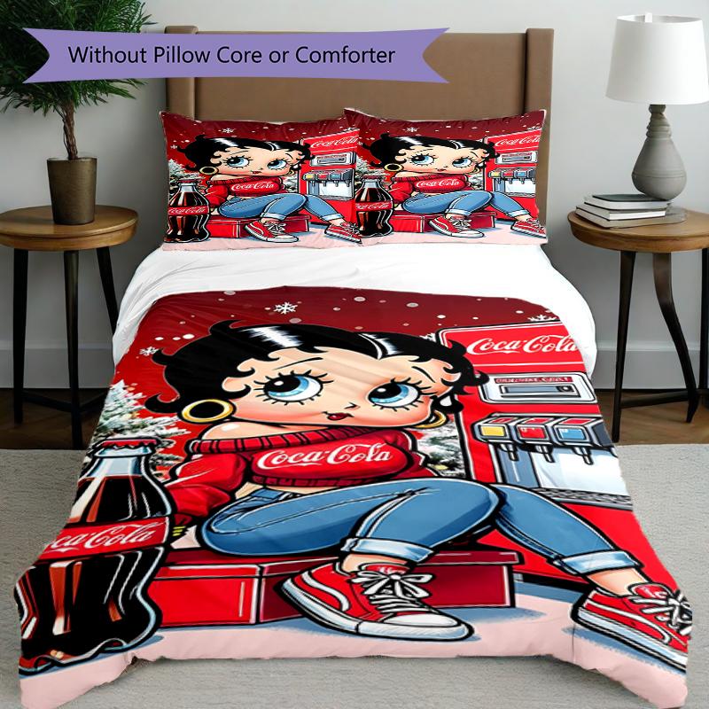 3pcs Duvet Cover Set (1*Duvet Cover + 2*Pillowcase, Without Core),Sexy Doll Print Bedding Set, Bedroom Decor, All‑Season, Birthday Gift