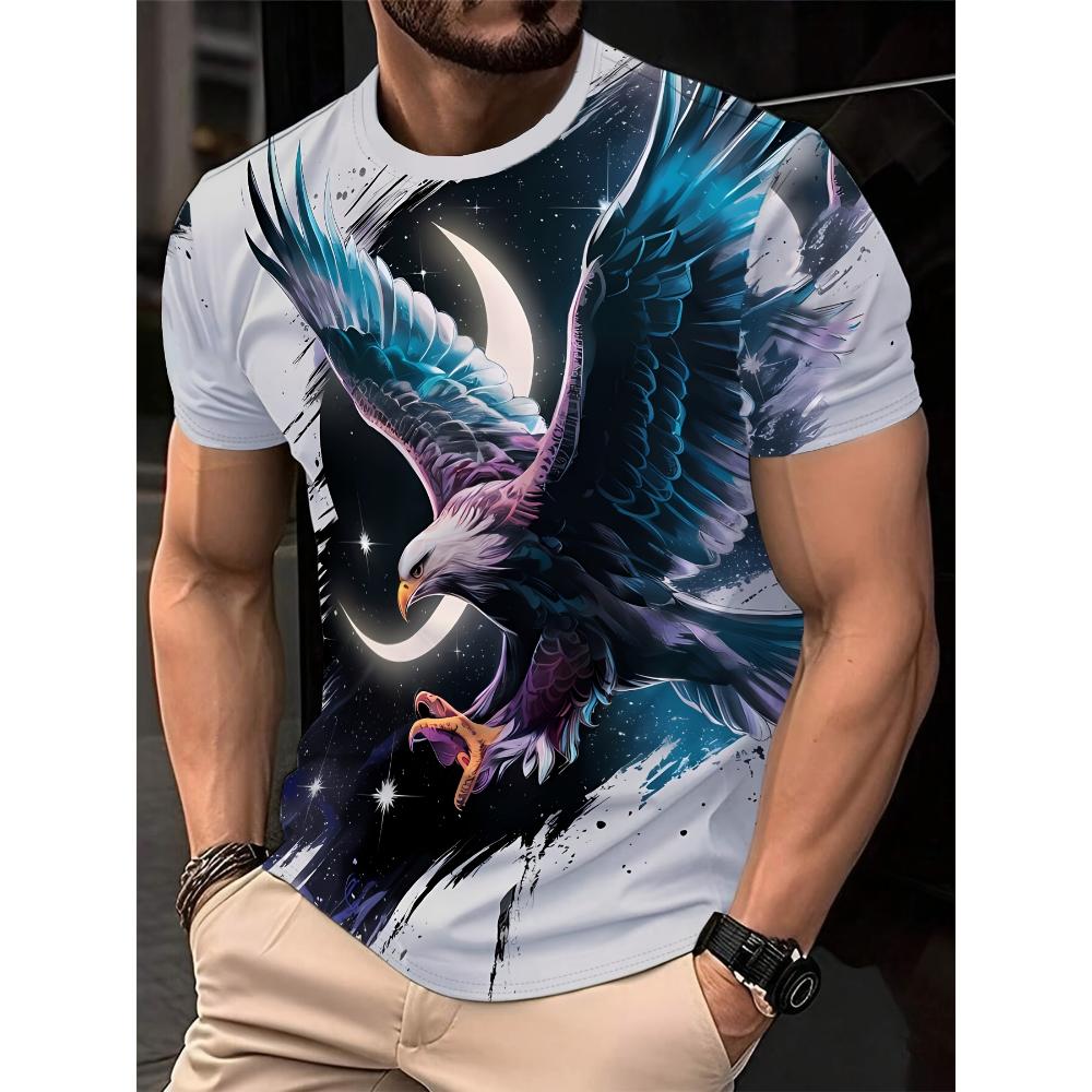 Men's 3D Thunder Dragon Print Crew Neck Short Sleeve T-Shirt Breathable Stretch Fashion T-Shirt Outdoor Casual Party T-Shirt