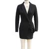 Women's Elegant Lapel Collar Blazer Dress Ruffle Trim Single Button Long Sleeve Slim Fit Bodycon Mini Dress Office Business Formal Party Wear