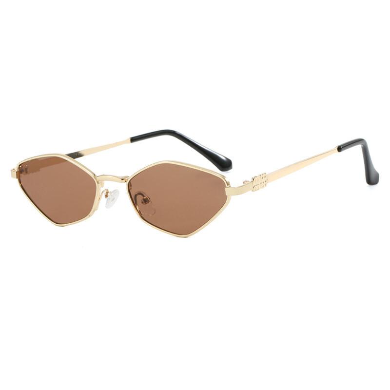 Luxury Metal Brand Sunglasses For Women Rhombus Designer Fashion Sun Glasses Stylish Popular Small Square Sunglasses