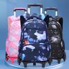 Natural Fish Print Trolley Backpack: Large Capacity Fashion for Boys & Girls, Ideal for Primary & Middle School Students