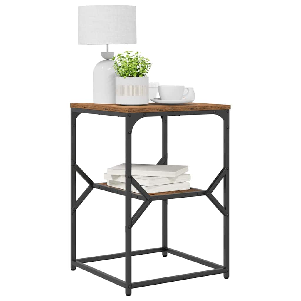 Side Table Reclaimed Wood 41 X 40 X 60 Cm Engineered Wood and Steel