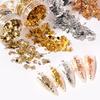 1 Box Nail Art Sequins Decoration Golden/Silver Color Irregular Tin Foil Flake DIY Manicure UV Gel Polish 3D Glitter Nail Decoration Accessories for