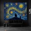 Black Cat Flower Garden Tapestries Watercolor Floral Art Tapestries Butterflies Nature Wall Tapestry Bedroom Dormitory Living