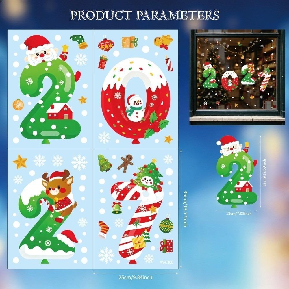 Waterproof 2027 Static Cling Decal Removable Static Xmas Party Door Stickers Festive Decorations