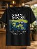 Simple Minds Street Fighting Years Albumhoes Paneel Met Blauwe Gele Landse Handtekeningen En Bandlogo Unisex Alle T-shirts