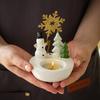 Eleganter Weihnachtskerzenhalter für die Heimdekoration Keramik Nikolaus Teelichtkerzenhalter für den Weihnachtstischmittelpunkt