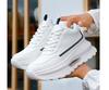Men's White Hidden Lift Casual Sneakers, 10cm Height Boost, Thick Sole, Trendy Dad Shoes