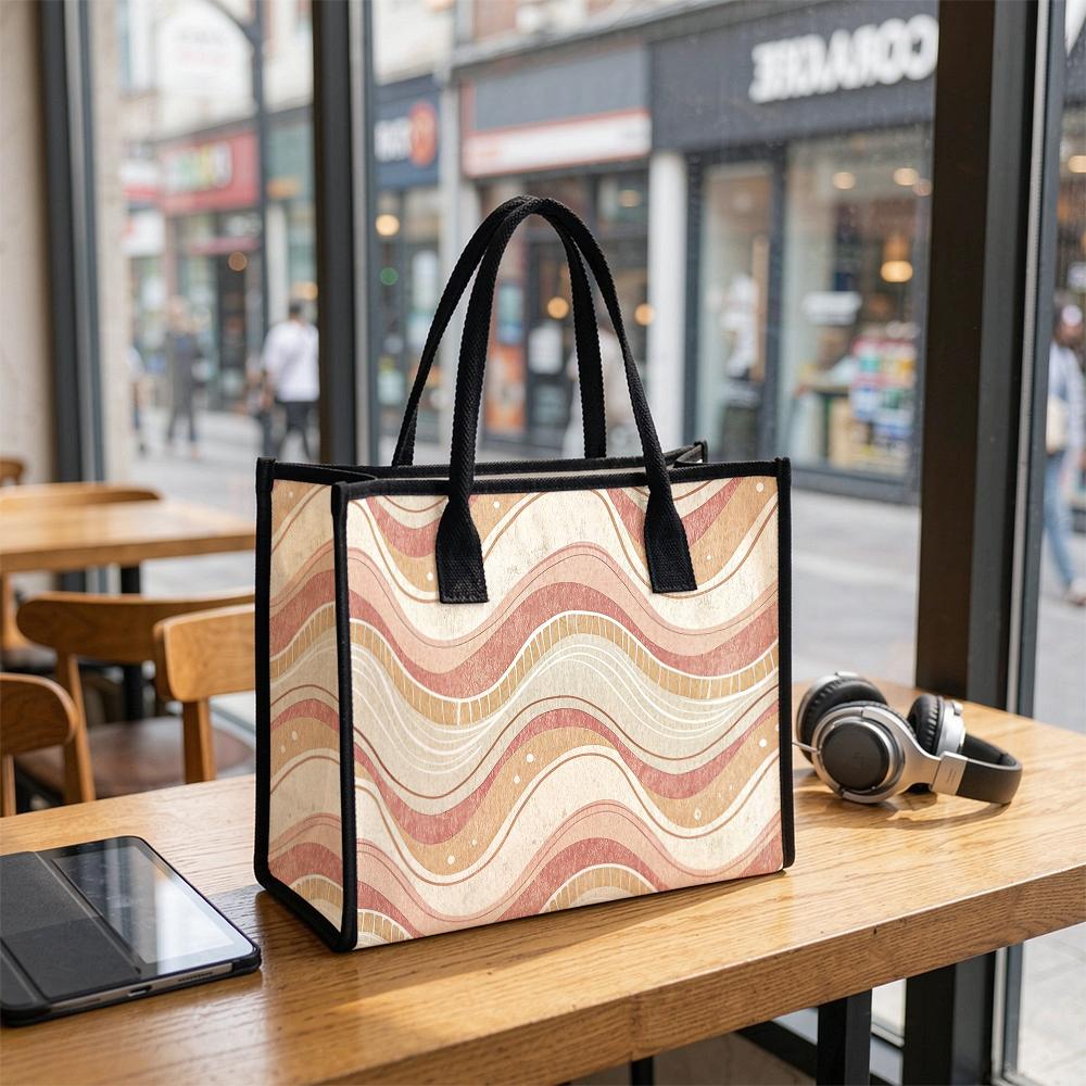 Boho Wave Pattern Tote Bag Large Capacity Daily Casual Women Shoulder Bag