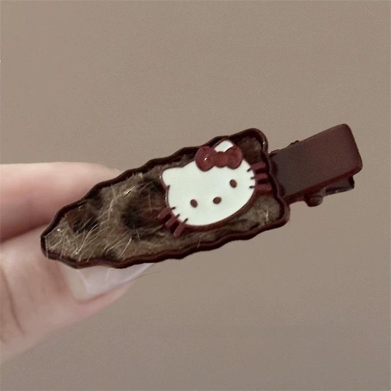 Cherry Leopard & Gingham Bow Hair Clips – 2-Piece Korean Style Vintage Accessory for Autumn/Winter