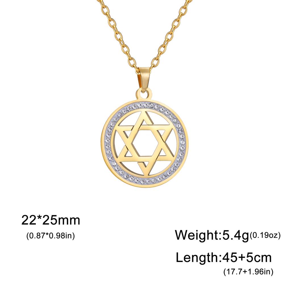 Zircon Star of David Choker Necklace for Women Gold Stainless Steel Neck Chain Hexagram Israel Jewish Judaism Jewelry