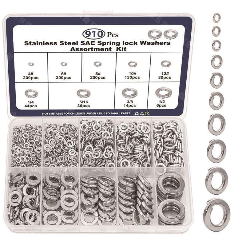 550-1780pcs Metric & Imperial Spring Lock Washers Set, M2-M12, 4#-1/2, Boxed