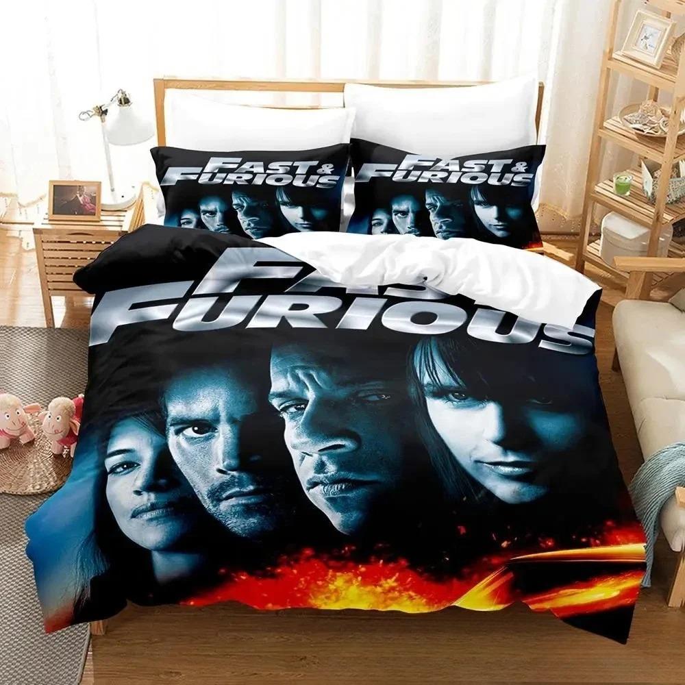 

3D Print Fast and Furious Bedding Set Boys Girls Twin Queen King Size Duvet Cover Pillowcase Bed boys Adult Home Textileextile 135x200cm