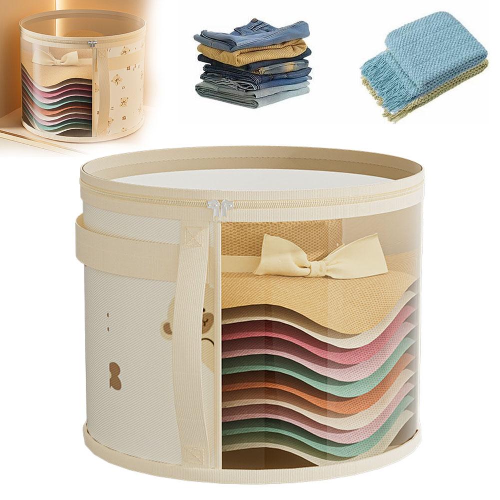 Hat Storage Bucket, Clothing Hat Travel Organizer, Bag Brim Clear And Round Handle Foldable Storage Window With Hat P6W3